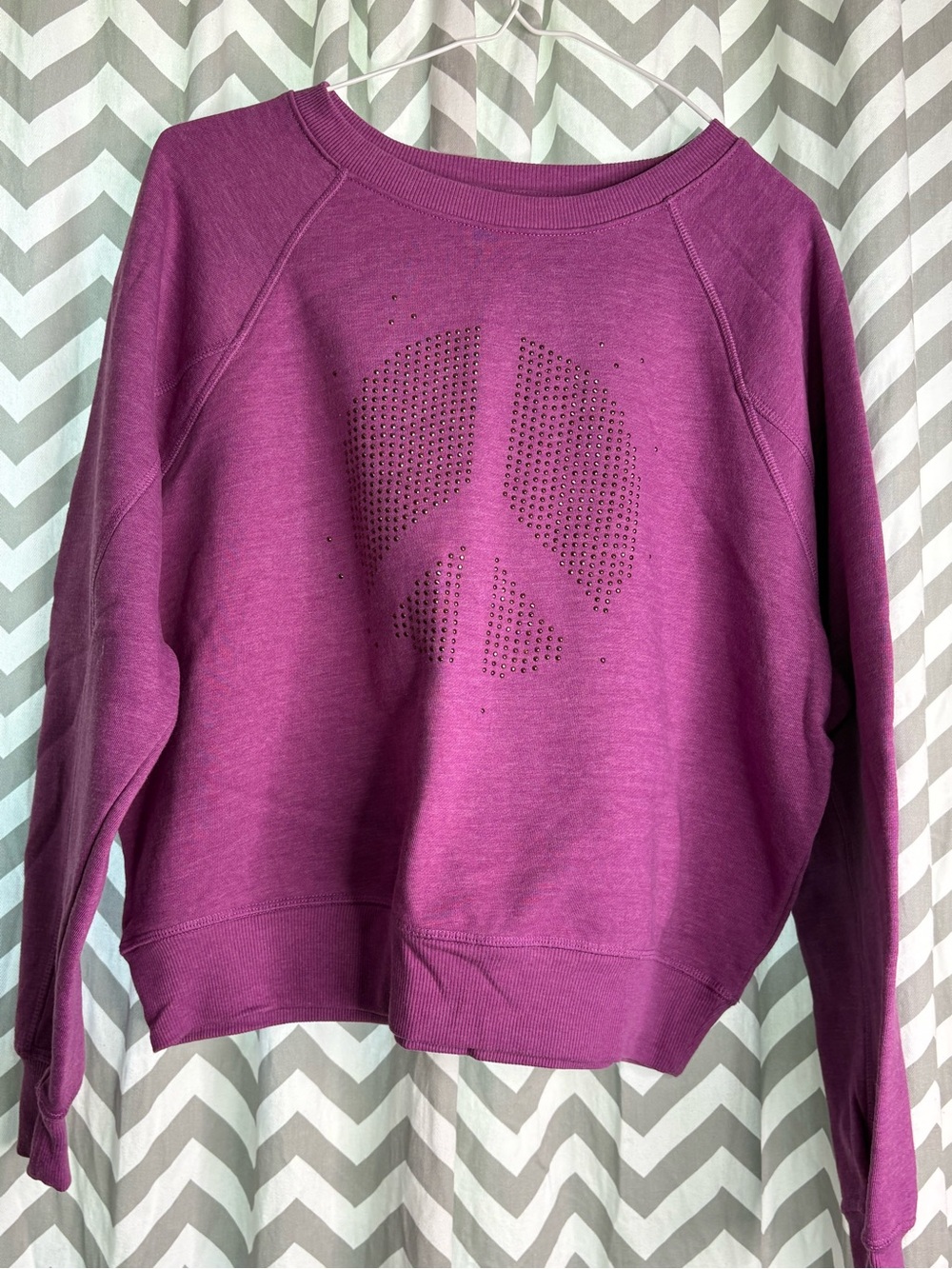 SO Purple Studded Peace Crewneck Sweatshirt